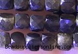 CCU814 15 inches 4mm faceted cube obsidian beads