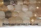 CCU837 15 inches 4mm faceted cube sunstone beads