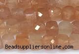 CCU849 15 inches 4mm faceted cube golden sunstone beads