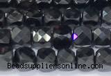 CCU855 15 inches 4mm faceted cube black spinel beads