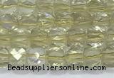 CCU861 15 inches 6mm faceted cube lemon quartz beads