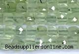 CCU876 15 inches 4mm faceted cube prehnite beads