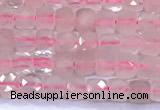 CCU887 15 inches 4mm faceted cube rose quartz beads