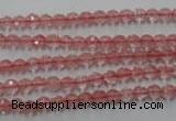 CCY110 15.5 inches 4mm faceted round cherry quartz beads wholesale