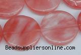 CCY154 15.5 inches 25mm flat round cherry quartz beads wholesale