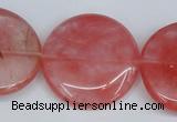 CCY155 15.5 inches 30mm flat round cherry quartz beads wholesale