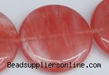 CCY156 15.5 inches 35mm flat round cherry quartz beads wholesale