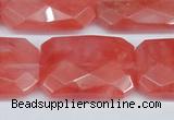 CCY166 15.5 inches 20*30mm faceted rectangle cherry quartz beads