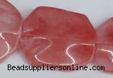 CCY167 15.5 inches 30*40mm wavy rectangle cherry quartz beads