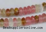 CCY205 15.5 inches 6*10mm faceted rondelle volcano cherry quartz beads