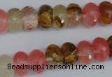 CCY206 15.5 inches 8*12mm faceted rondelle volcano cherry quartz beads