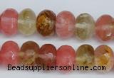 CCY207 15.5 inches 10*14mm faceted rondelle volcano cherry quartz beads