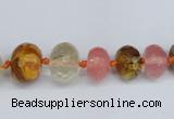 CCY209 4*8mm - 13*18mm faceted rondelle volcano cherry quartz beads