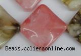 CCY227 15.5 inches 26*26mm wavy diamond volcano cherry quartz beads