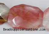 CCY234 30*40mm twisted & faceted rectangle volcano cherry quartz beads