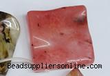 CCY236 Top-drilled 50*50mm wavy diamond volcano cherry quartz beads