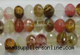 CCY402 15.5 inches 7*10mm faceted rondelle volcano cherry quartz beads