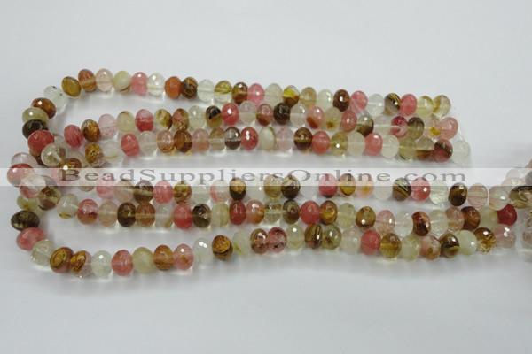 CCY402 15.5 inches 7*10mm faceted rondelle volcano cherry quartz beads