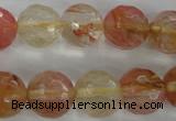 CCY505 15.5 inches 14mm faceted round volcano cherry quartz beads