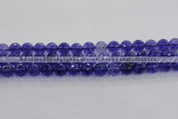 CCY606 15.5 inches 16mm faceted round blue cherry quartz beads