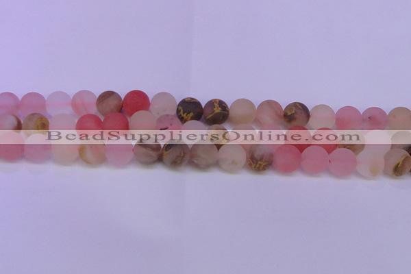 CCY621 15.5 inches 6mm round matte volcano cherry quartz beads