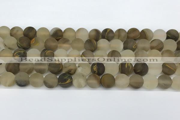 CCY662 15.5 inches 10mm round matte volcano cherry quartz beads