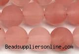 CCY672 15 inches 8mm round matte cherry quartz beads