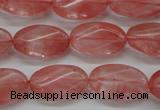 CCY70 15.5 inches 12*20mm twisted oval cherry quartz beads wholesale