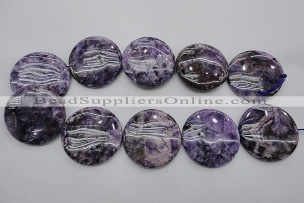 CDA318 15.5 inches 40mm flat round dyed dogtooth amethyst beads