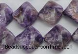 CDA320 15.5 inches 15*15mm twisted diamond dyed dogtooth amethyst beads