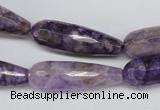 CDA341 15.5 inches 10*30mm faceted teardrop dyed dogtooth amethyst beads