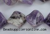 CDA39 15.5 inches 16*16mm twisted diamond dogtooth amethyst beads