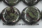 CDB210 15.5 inches 25mm flat round natural dragon blood jasper beads