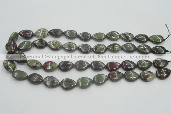 CDB216 15.5 inches 13*18mm flat teardrop natural dragon blood jasper beads