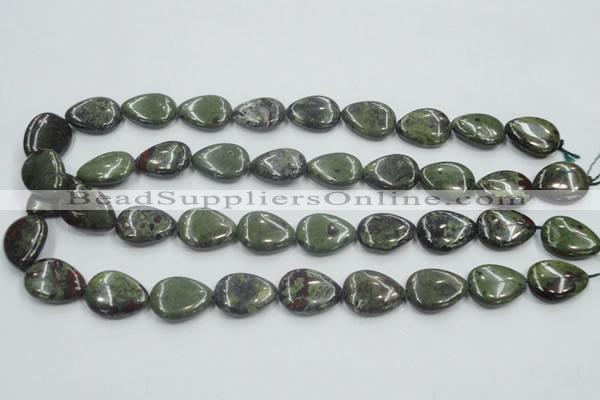 CDB217 15.5 inches 15*20mm flat teardrop natural dragon blood jasper beads