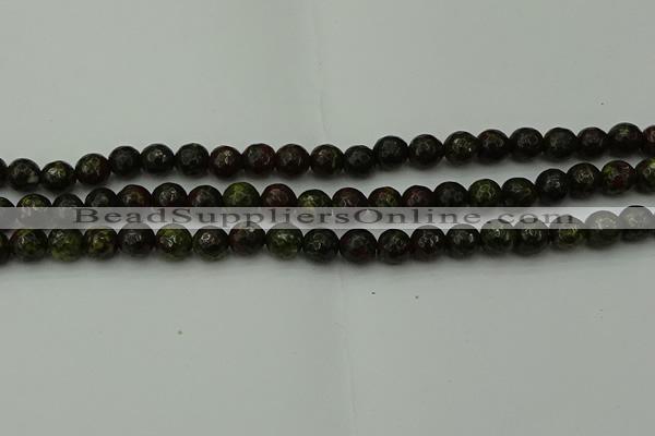 CDB310 15.5 inches 4mm faceted round dragon blood jasper beads