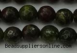 CDB312 15.5 inches 8mm faceted round dragon blood jasper beads