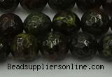 CDB313 15.5 inches 10mm faceted round dragon blood jasper beads