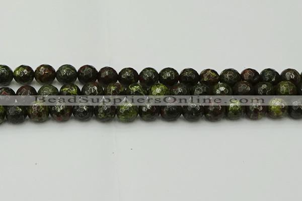 CDB314 15.5 inches 12mm faceted round dragon blood jasper beads