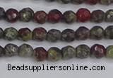 CDB320 15.5 inches 4mm faceted round dragon blood jasper beads