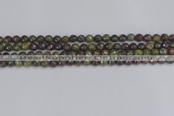 CDB321 15.5 inches 6mm faceted round dragon blood jasper beads