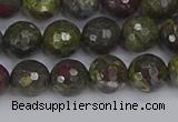 CDB322 15.5 inches 8mm faceted round dragon blood jasper beads