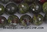 CDB324 15.5 inches 12mm faceted round dragon blood jasper beads