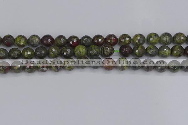 CDB324 15.5 inches 12mm faceted round dragon blood jasper beads