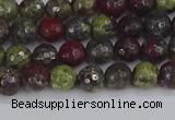 CDB328 15.5 inches 4mm faceted round A grade dragon blood jasper beads