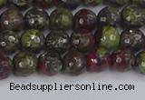 CDB329 15.5 inches 6mm faceted round A grade dragon blood jasper beads