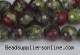 CDB330 15.5 inches 8mm faceted round A grade dragon blood jasper beads