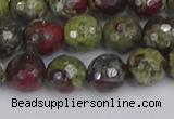 CDB331 15.5 inches 10mm faceted round A grade dragon blood jasper beads