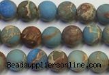 CDE1030 15.5 inches 4mm round matte sea sediment jasper beads