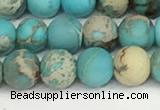 CDE1377 15.5 inches 6mm round matte sea sediment jasper beads